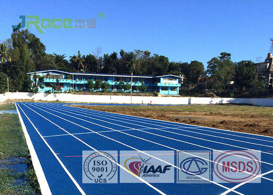 Professional Rubber Flooring Track Surface , Blue Running Track Material Resilient Character
